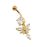 Marquise Lotus Navel Dangle Barbell 14g