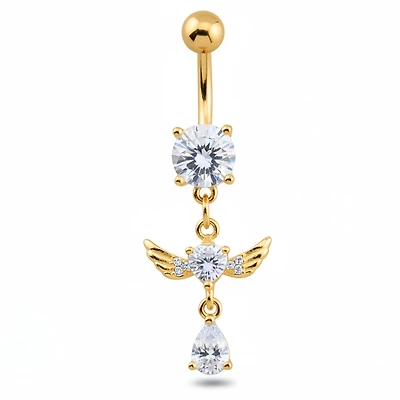 Crystal Angel Drop Navel Dangle Barbell 14g