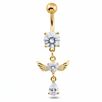 Crystal Angel Drop Navel Dangle Barbell 14g