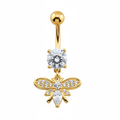 Crystal Bee Navel Dangle Barbell 14g