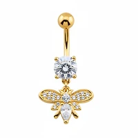 Crystal Bee Navel Dangle Barbell 14g