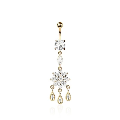 Teardrop Trio Crystal Navel Dangle 14g