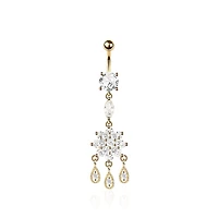 Teardrop Trio Crystal Navel Dangle 14g