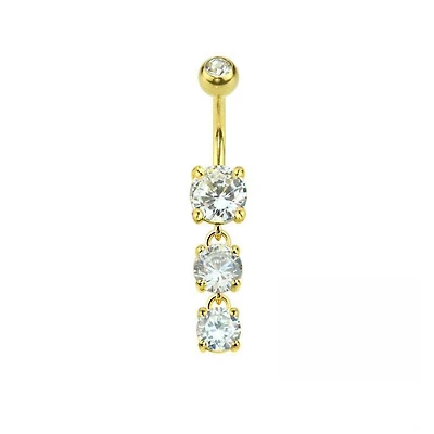 Three-circle Claw-Set Navel Dangle 14g