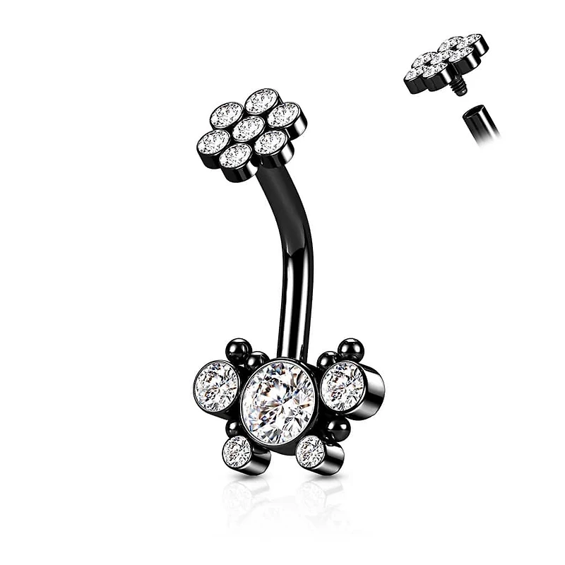 PREMIUM Dotwork Butterfly Navel Barbell 14g