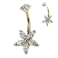 Claw-Set Five Petal Flower Navel Barbell 14g