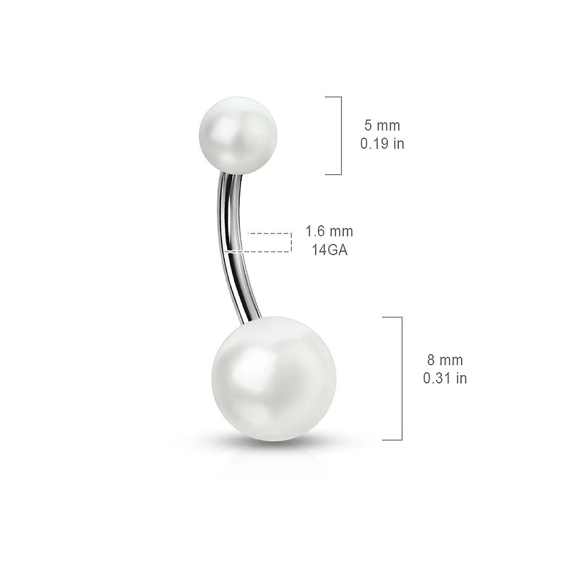 Lucite Pearl Navel Barbell 14g