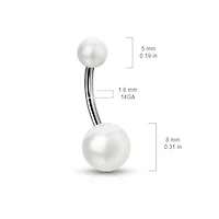 Lucite Pearl Navel Barbell 14g