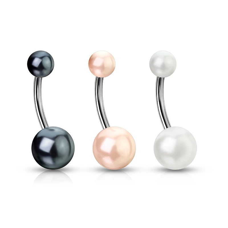 Lucite Pearl Navel Barbell 14g