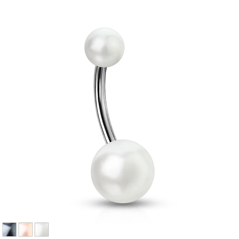 Lucite Pearl Navel Barbell 14g