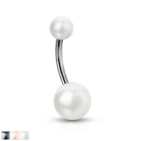 Lucite Pearl Navel Barbell 14g