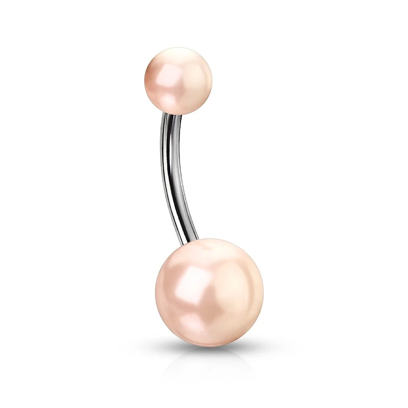 Lucite Pearl Navel Barbell 14g