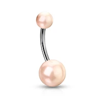 Lucite Pearl Navel Barbell 14g