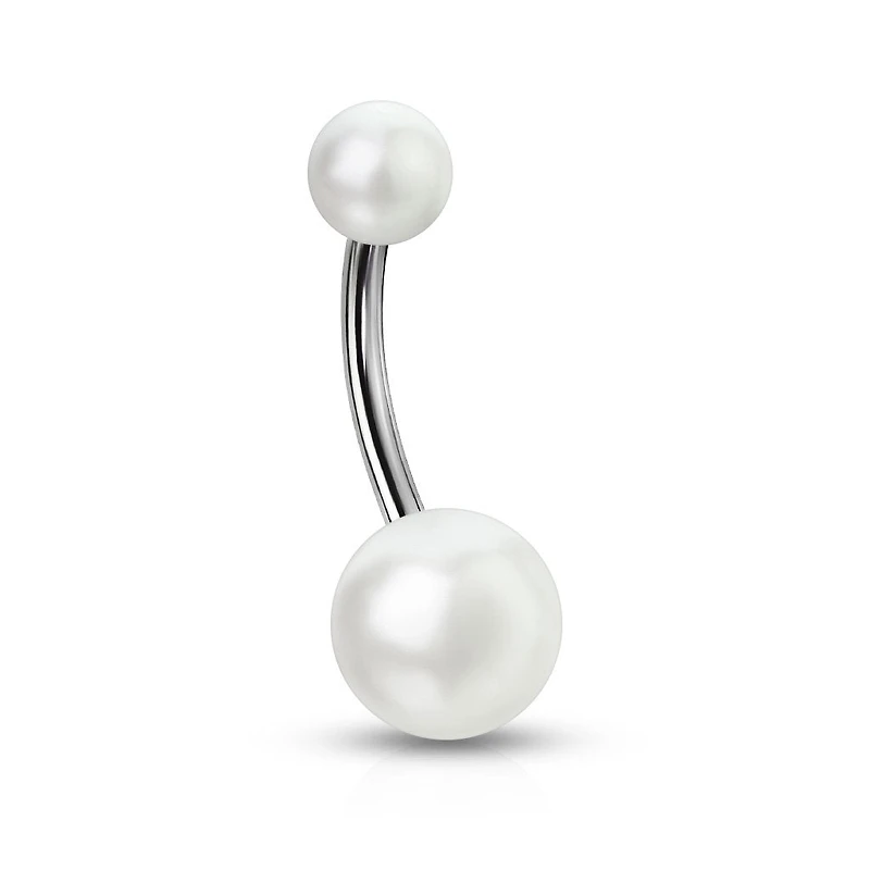 Lucite Pearl Navel Barbell 14g