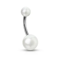 Lucite Pearl Navel Barbell 14g
