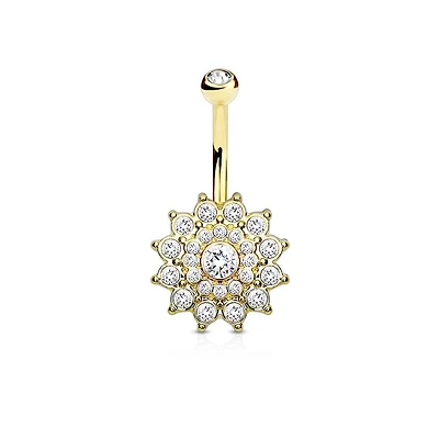 Multi-Jewel Flower Navel Barbell 14g
