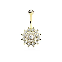 Multi-Jewel Flower Navel Barbell 14g