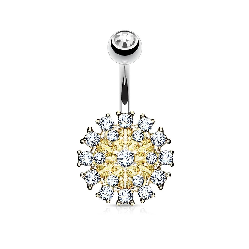 Crystal Cluster Shield Navel Barbell 14g