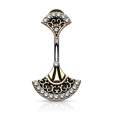 Vintage Fan Navel Barbell 14g
