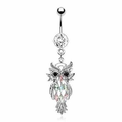 Colourful Owl Navel Dangle 14g