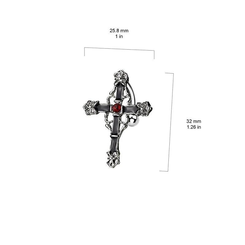 Gothic Cross Inverted Navel Barbell 14g