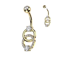 Double Hoop Crystal Navel Barbell 14g