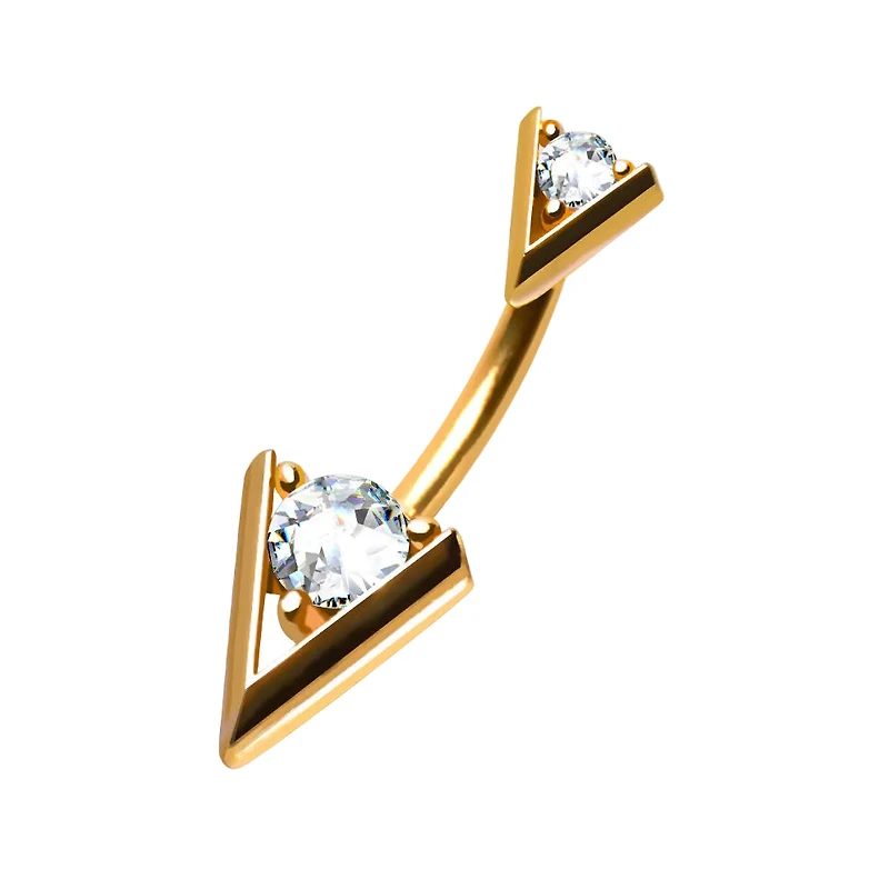 Triangle Claw-Set Crystal Navel Barbell 14g