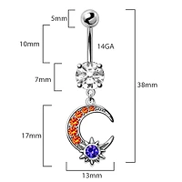 Lunar Solstice Navel Dangle 14g