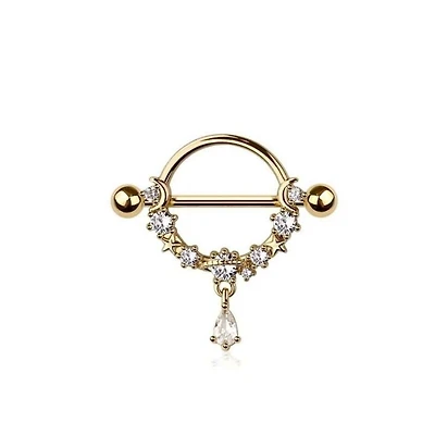 Crystal Dangle Nipple Shield 14g