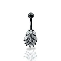 Crystal Leaf Cluster Navel Barbell 14g