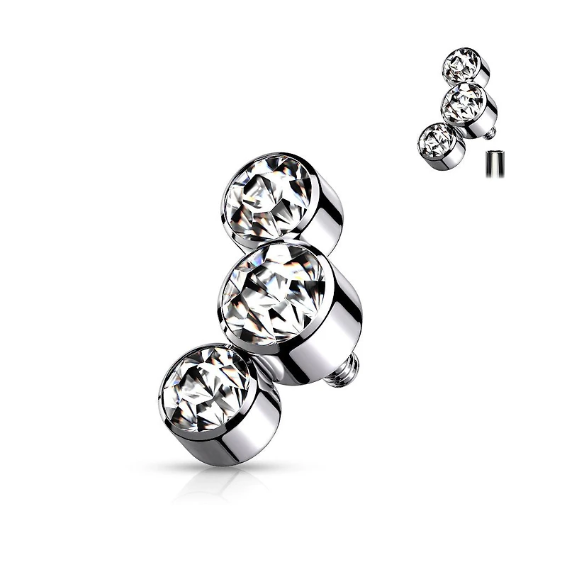 Premium Surgical Steel Crystal Rim Microdermal Top 16g