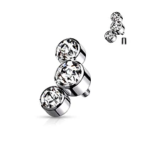 Premium Surgical Steel Crystal Rim Microdermal Top 16g