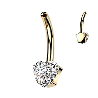 PREMIUM G23 Ti Threadless Claw Set Crystal Heart Navel Barbell