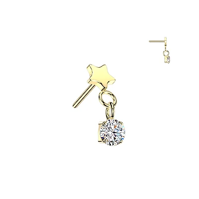 Premium G23 Titanium Star + Claw-Set Round Dangle Threadless Top
