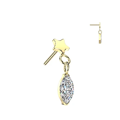 Premium G23 Titanium Star + Marquise Dangle Threadless Top