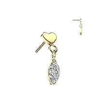 Premium G23 Titanium Heart + Marquise Dangle Threadless Top