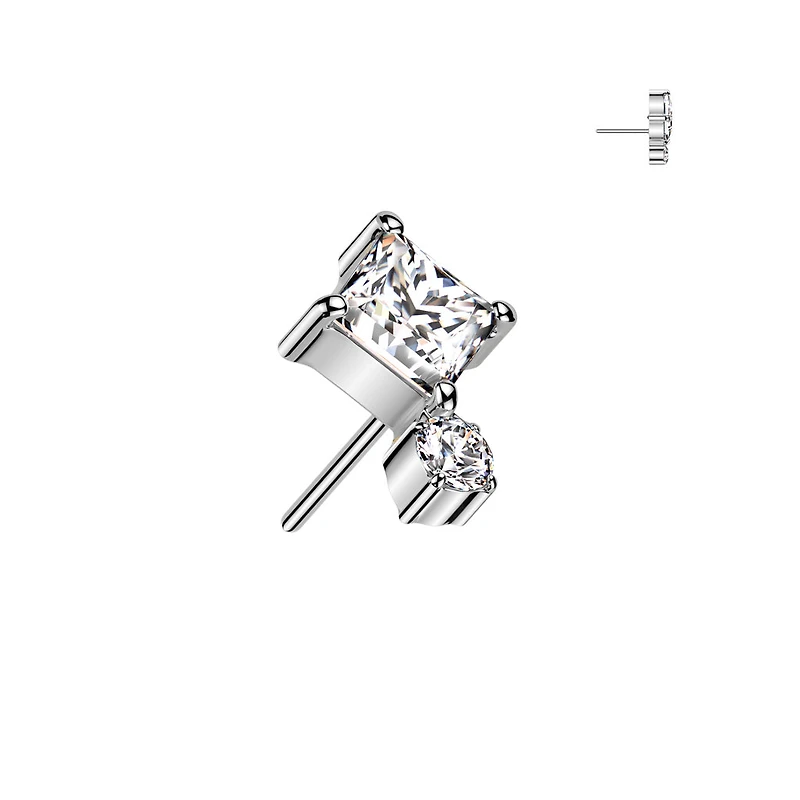 Premium G23 Titanium Luxe Crystal Rhombus + Circle Threadless Top