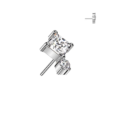 Premium G23 Titanium Luxe Crystal Rhombus + Circle Threadless Top