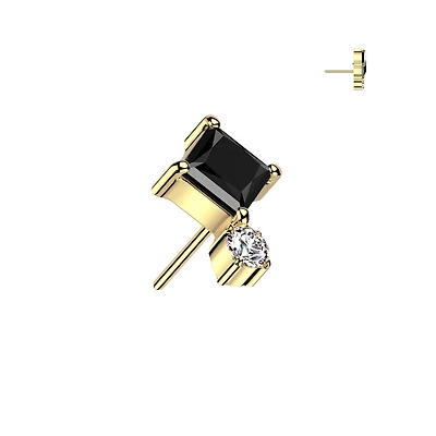 Premium G23 Titanium Luxe Crystal Rhombus + Circle Threadless Top