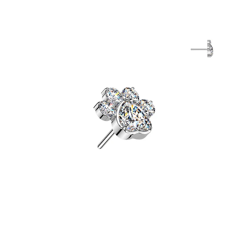 Premium G23 Titanium Paw Print Crystal Luxe Threadless Top