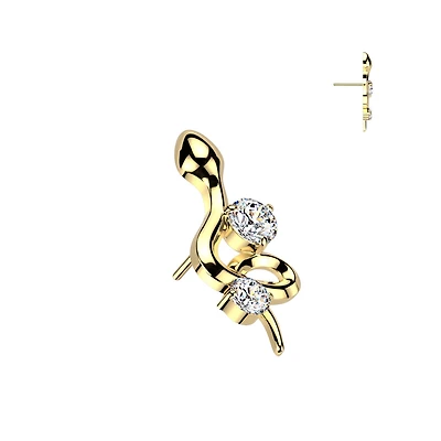 Premium 23 Titanium Wavy Snake Claw-Set Crystal Threadless Top