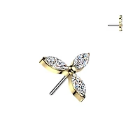 Premium 23 Titanium Tri-Petal Flower Crystal Threadless Top