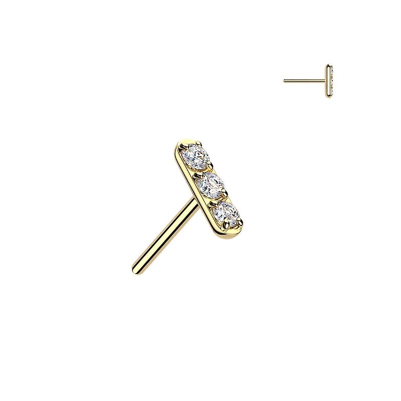 Premium 23 Titanium Claw-Set Tri-Crystal Bar Threadless Top