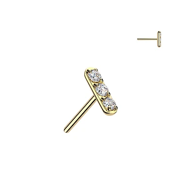 Premium 23 Titanium Claw-Set Tri-Crystal Bar Threadless Top