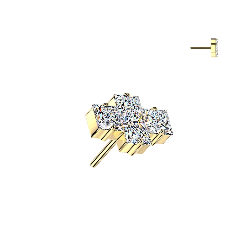 Premium G23 Titanium Claw-Set Geometric Crystal Luxe Threadless Top