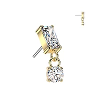 Premium G23 Titanium Claw-Set Luxe Square Dangle Threadless Top