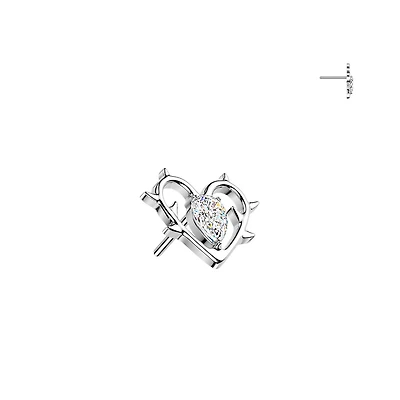 Premium G23 Titanium Luxe Crystal Thorn Heart Threadless Top