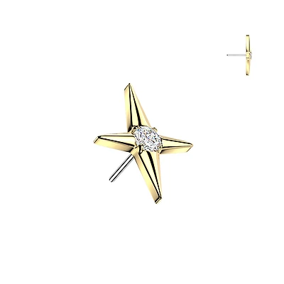 Premium G23 Titanium Luxe Crystal North Star Threadless Top