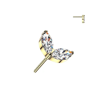 Premium G23 Titanium Marquise Wing Threadless Top