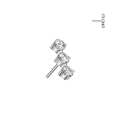 Premium G23 Titanium Crystal Trio Circle Threadless Top